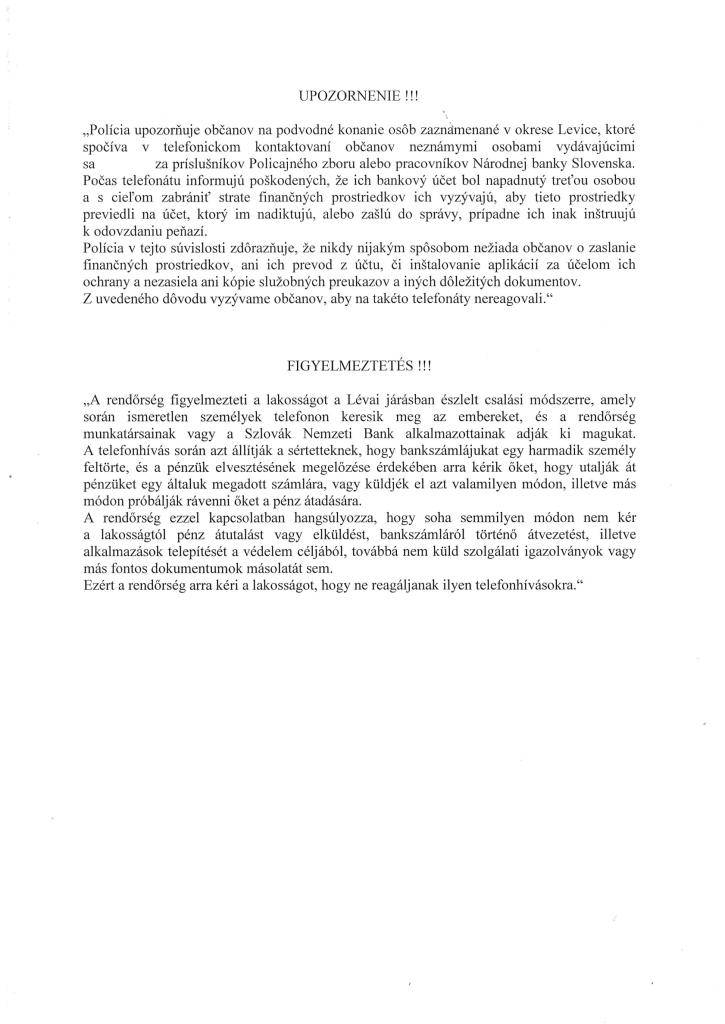 Upozornenie-Figyelmeztetés