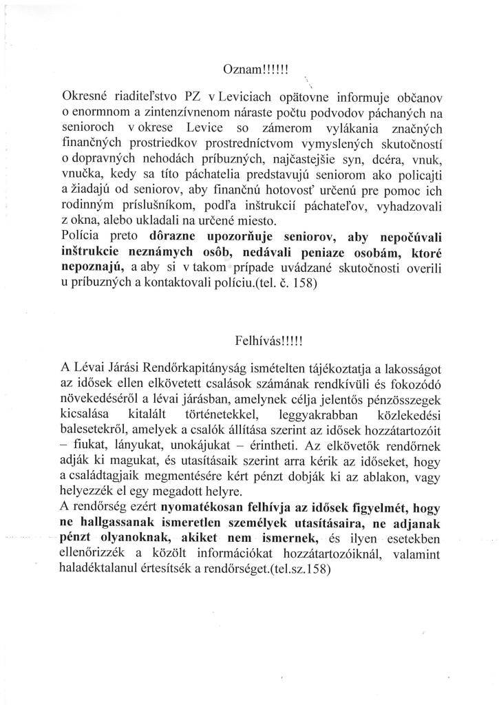 Oznam-Felhívás