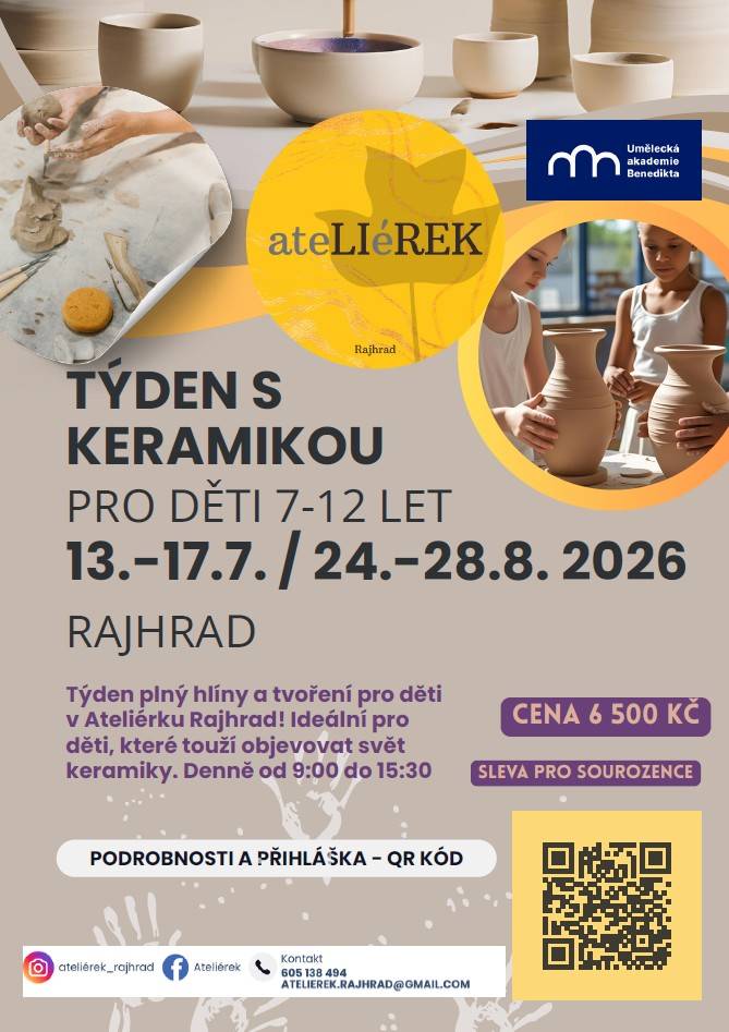 pro děti 7 - 12 let   13.-17.7. / 24.-28.8.2026  cena 6500,-