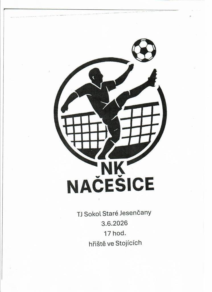 NK Načešice zve všechny na sportovní akci, která se koná 3. června 2026 od 17 hodin na hřišti ve Stojících. Přijďte se podívat a podpořit místní sportovce.