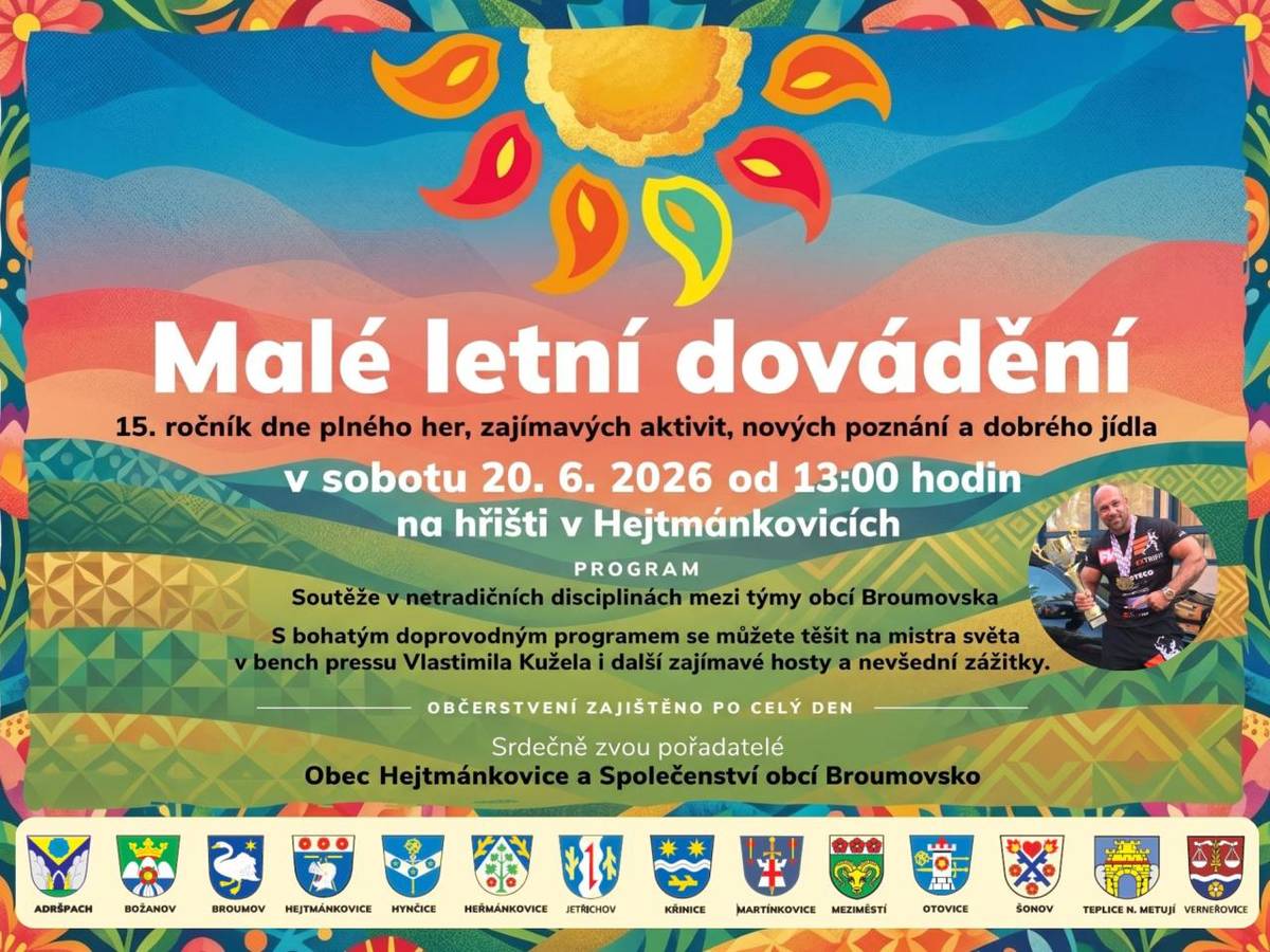 20. června 2026 od 13 hodin na hřišti v Hejtmánkovicích