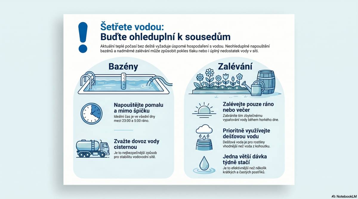 V současné době je šetření s vodou naprosto nezbytné vzhledem k současnému teplému počasí bez deště.