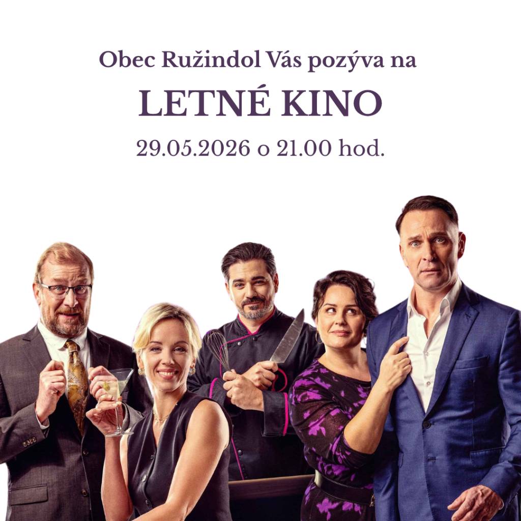 Obec Ružindol Vás srdečne pozýva na letné kino pod holým nebom, ktoré sa uskutoční pri príležitosti Medzinárodného dňa detí.