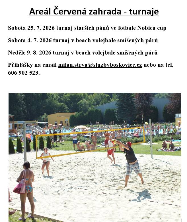 Sportovní léto v areálu Červená zahrada nabídne i letos oblíbené turnaje pro rekreační i zkušené hráče. Přijďte si zasportovat a poměřit síly v beach volejbalu nebo fotbalovém turnaji Nobica Cup.