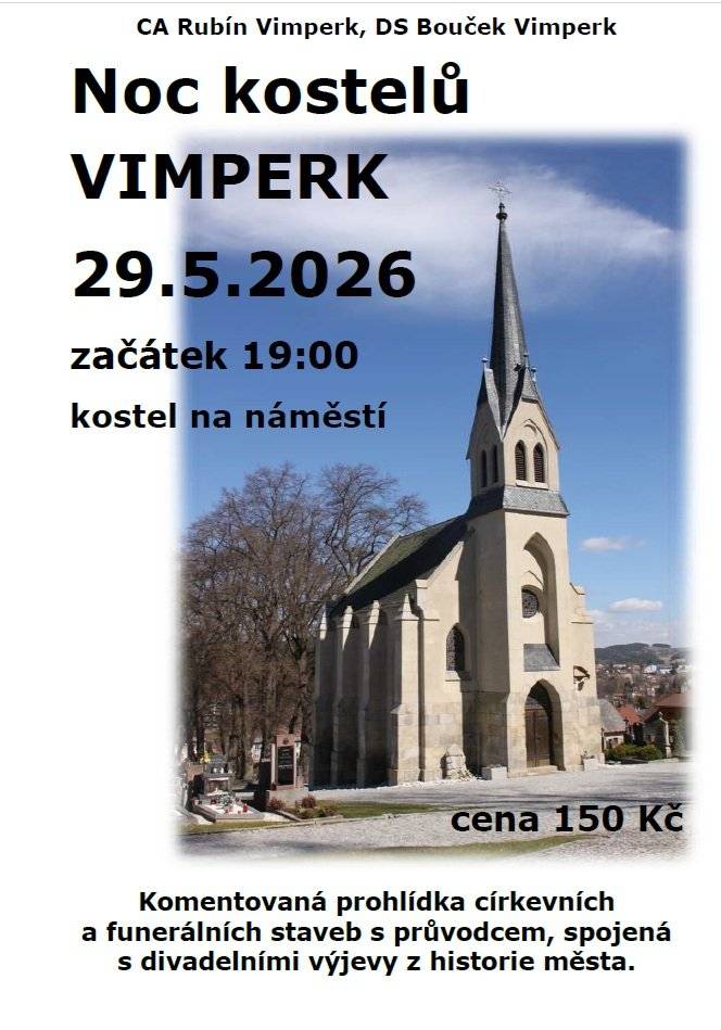 19:00 – kostel Navštívení Panny Marie Komentovaná prohlídka církevních a funerálních památek s průvodcem, doplněná o divadelní výjevy z historie. Vstupné: 150 Kč