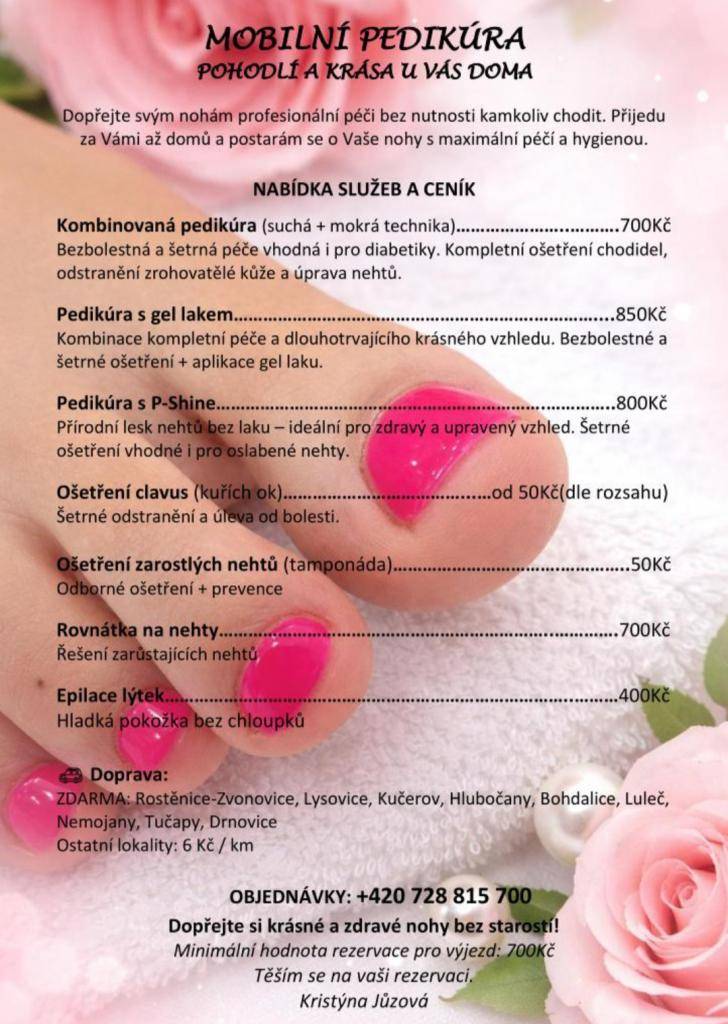 MOBILNÍ PEDIKÚRA - POHODLÍ A KRÁSA U VÁS DOMA