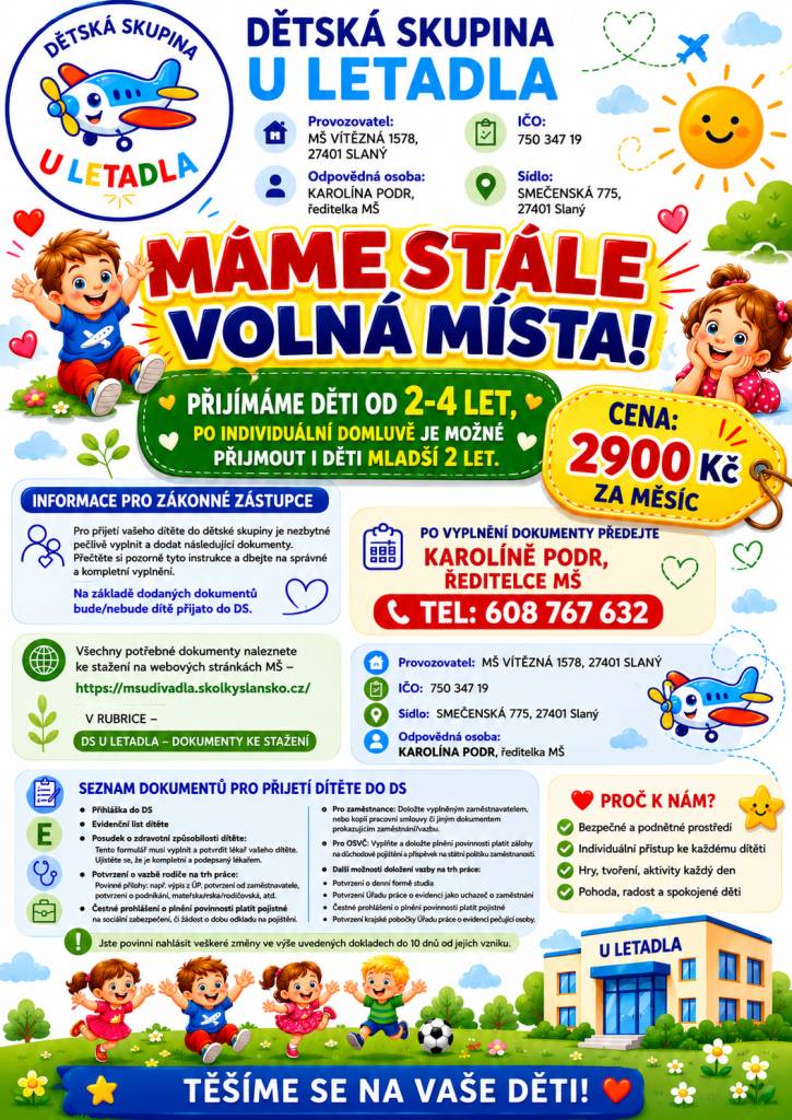 Nově vznikající dětská skupina U LETADLA