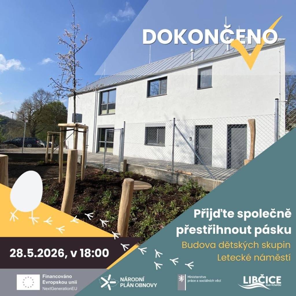 Čtvrtek 28. května    POZOR, ZMĚNA: Autíčkový vandr dnes NEBUDE. Centrum Malina ackci musí zrušit z důvodu chybějícího dopravního hřiště. O novém termínu bude informovat.   Město Libčice zve všechny občany na slavnostní otevření budovy pro dětské skupiny na Leteckém náměstí, které se uskuteční 28. května od 18 hodin. Přijďte se podívat na krásný interiér i venkovní prvky a slavnostně společně přestřihnout pásku.   Pátek 29. května  V pátek se uskuteční noc kostelů, ke které se připojuje i libčická evangelická farnost. V 19:00 si na faře budete moci poslechnout vyprávění sester Sakalových z Kralup, které přijedou popovídat o projektu Kameny zmizelých.    Sobota 30. května Libčický občanský spolek LOS vás zve na předposlední jarní farmářské trhy před letní pauzou. V sobotu 30. května máte možnost od 9 do 13 hodin v areálu sokolovny nakoupit čerstvé kvalitní potraviny a potkat se s přáteli. Ve spolupráci s Centrem Malina bude na trhu připravena také řada retro her pro děti.   V sobotu 30. května to od 20:00 v restauraci na plovárně rozjede DJ Paolo a DJ Bába a budou se hrát hity 80. a 90. let i písničky na přání.