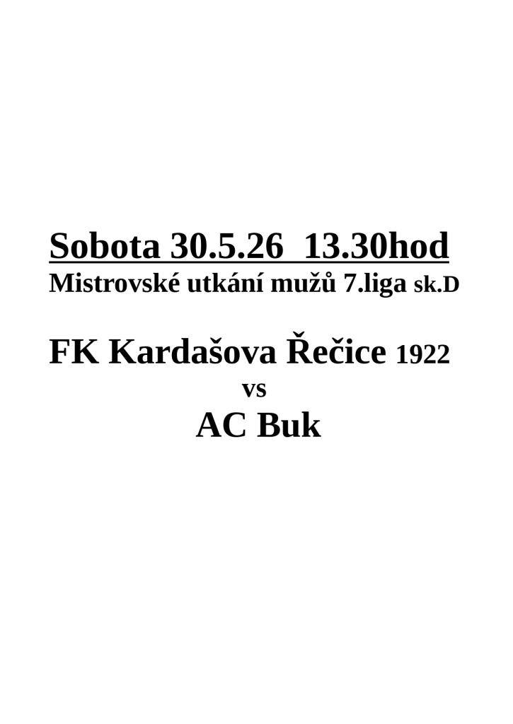 Fotbalový zápas - 30. května 2026