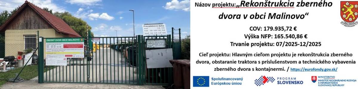 S veľkou radosťou vám oznamujeme, že sa nám podarilo úspešne zavŕšiť a kompletne zrealizovať dôležitý projekt „Rekonštrukcia zberného dvora v obci Malinovo“.