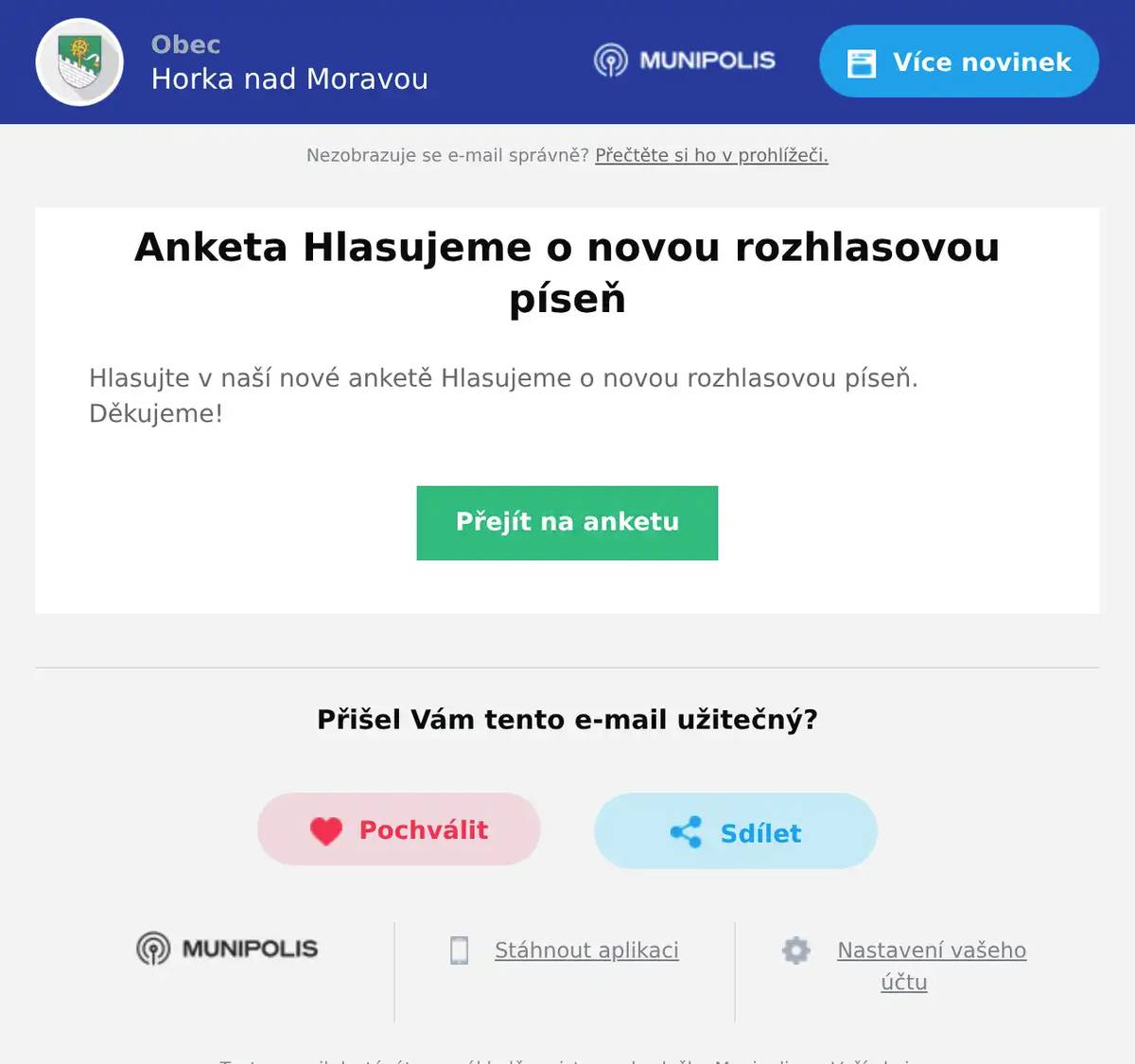 Hlasujte v naší nové anketě Hlasujeme o novou rozhlasovou píseň. Děkujeme!