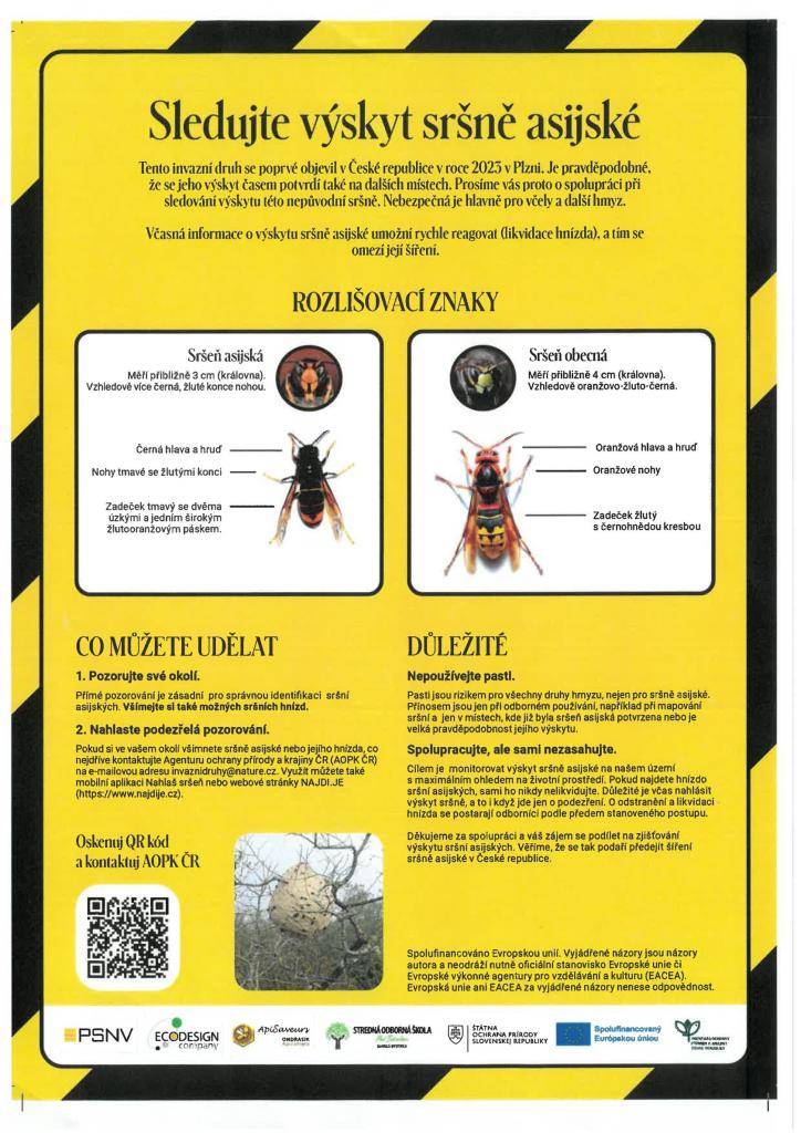 Pomozte sledovat výskyt invazního druhu sršně asijské. Naučte se ji rozpoznat a nahlaste její výskyt, aby bylo možné chránit místní přírodu.