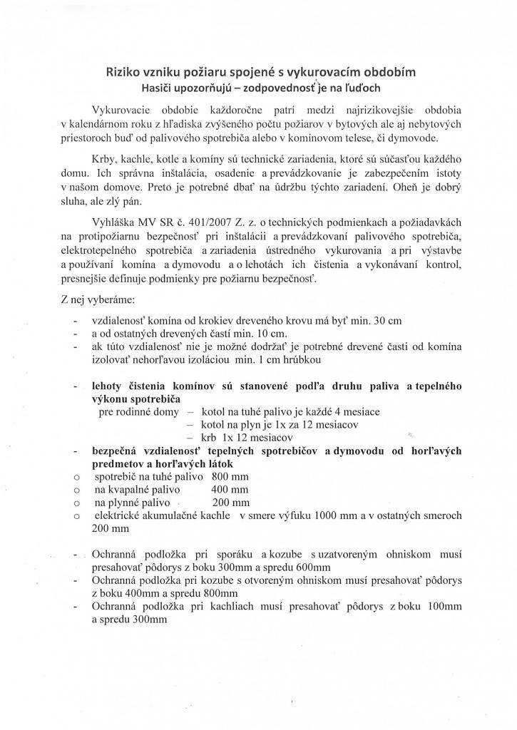 Riziko vzniku požiaru spojené s vykurovacím obdobím /A fűtési időszakhoz kapcsolódó tűzveszélyek