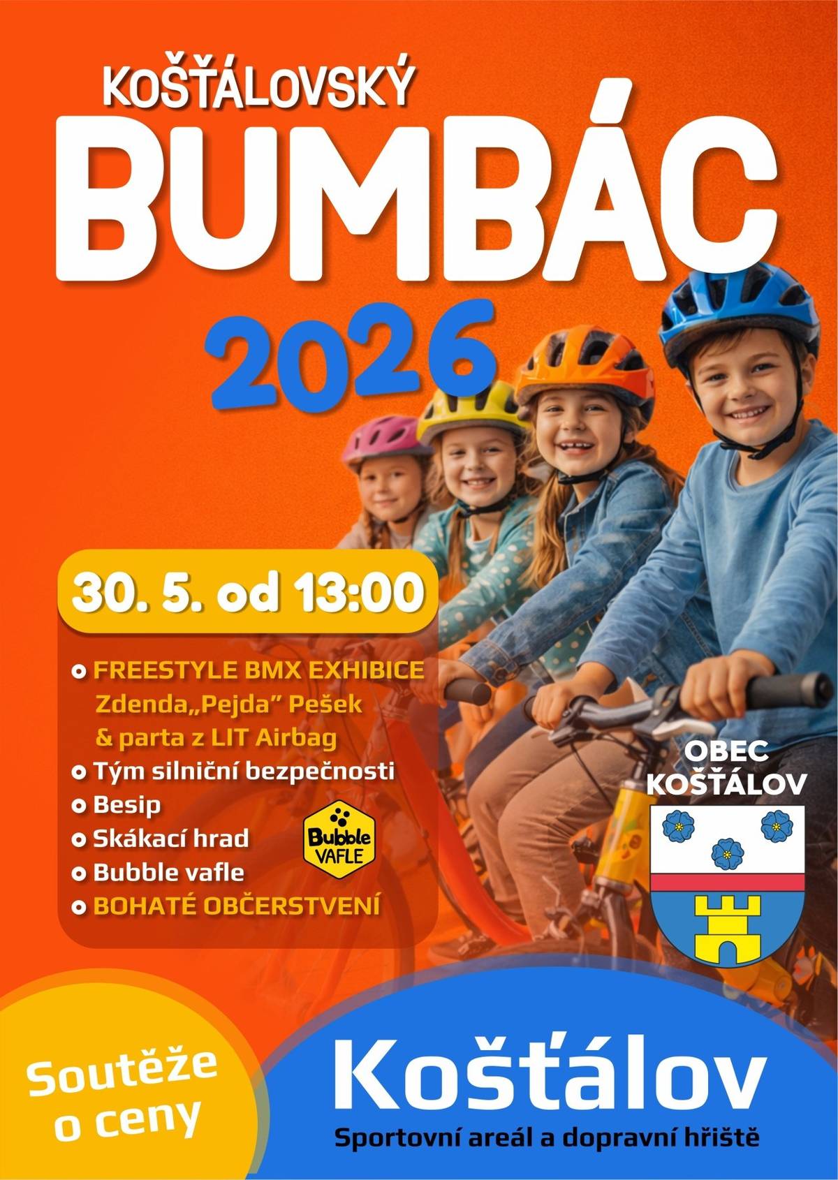 - Zveme vás na Košťálovský Bumbác, který se koná tuto sobotu 30. 5. od 13 hodin na hřišti a CVČ v Košťálově.  - Tuto sobotu také proběhne sběr nebezpečných složek komunálního odpadu, a to od 14:25 do 14:35 před bývalou Jednotou v Kundraticích a od 14:45 do 15 hodin u prodejny autodílů pana Bareše v Košťálově.