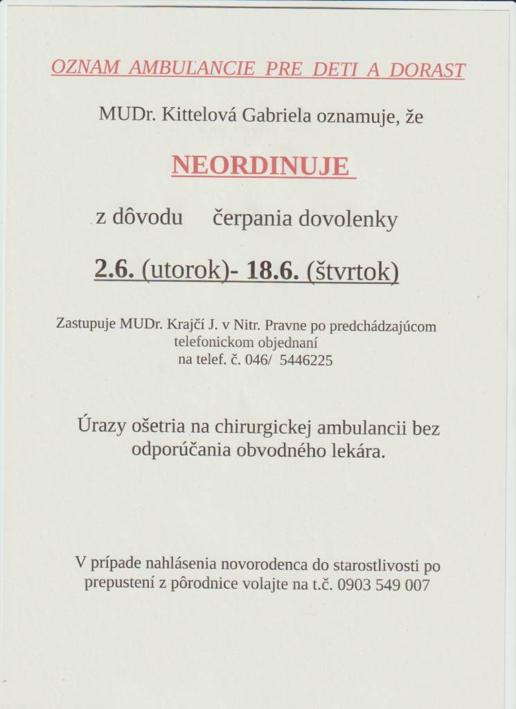 MUDr. Kitellová - dovolenka