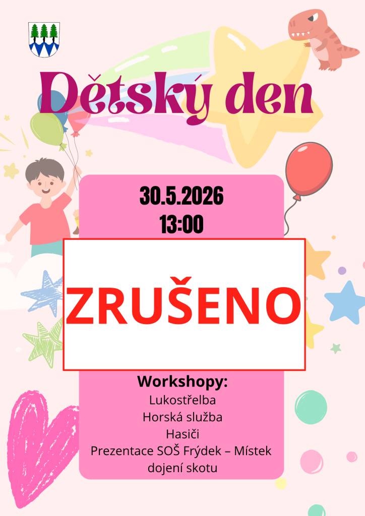 ❗️Z důvodu nepříznivého počasí je dnes Dětský den ZRUŠEN ❗️
