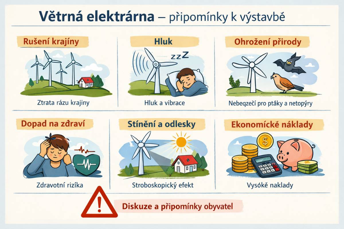 Návod jak a kam podat připomínky na plánované výstavby větrných elektráren na našem území.