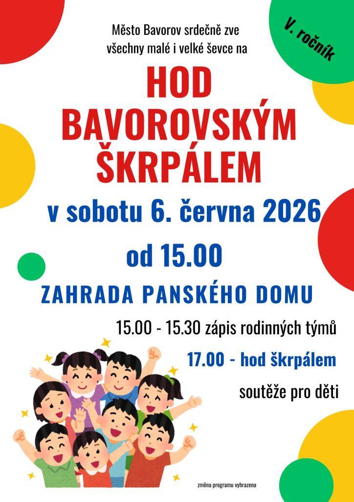 Město Bavorov zve všechny malé i velké ševce na Hod bavorovským škrpálem, který se uskuteční na zahradě Panského domu.