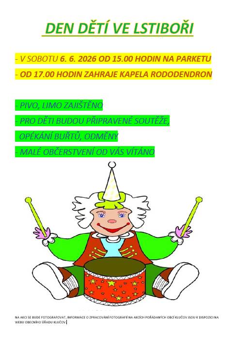 Těšit se můžete na bohatý program, občerstvení zajištěno, zahraje kapela Rododendron.