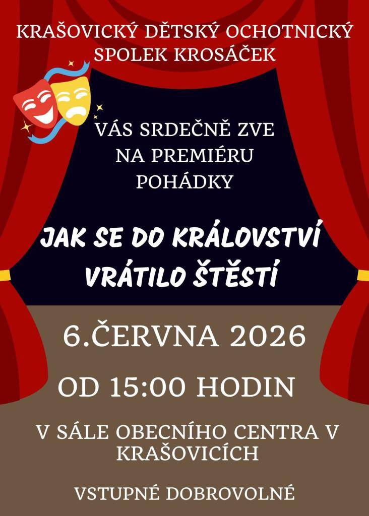 -Krašovice, 6. 6. 2026 od 15:00 hodin.