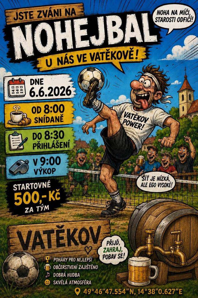 Nohejbalový turnaj na hřišti ve Vatěkově