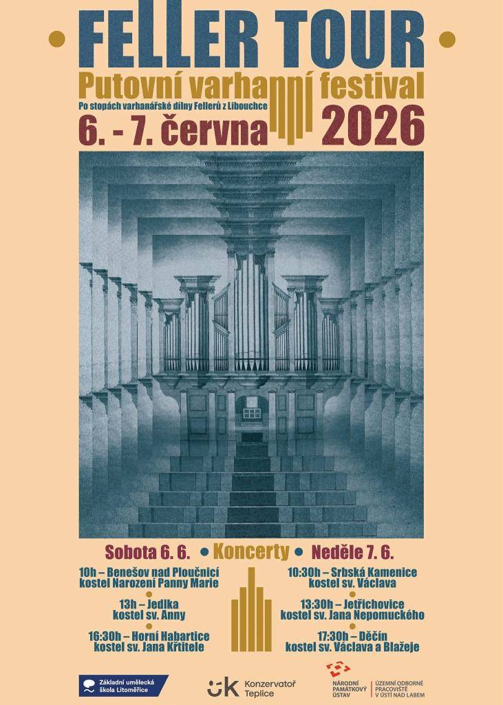V rámci akce Po stopách varhanářské dílny Fellerů se konají koncerty ve dnech 6. a 7. června 2026. Vystoupení proběhnou v několika kostelech, jako jsou kostel Narození Panny Marie v Benešově nad Ploučnicí a kostel sv. Václava v Srbské Kamenici. Přijďte si poslechnout hudbu v krásných historických pr