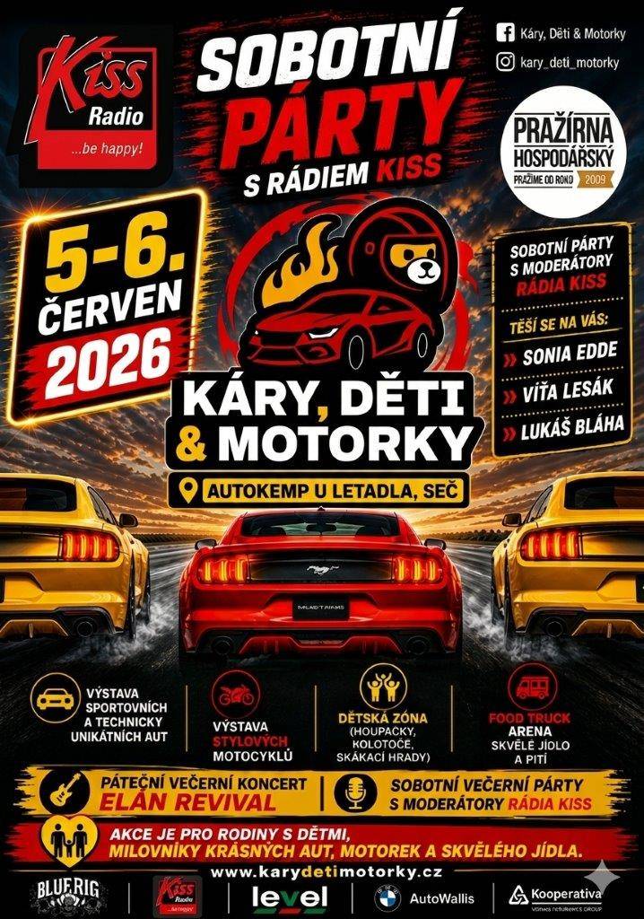 Akce pro milovníky krásných aut, motorek a skvělého jídla. Výstava sportovních a technicky unikátních aut, výstava stylových motocyklů, dětská zóna. V pátek večerní koncert Elán revival.