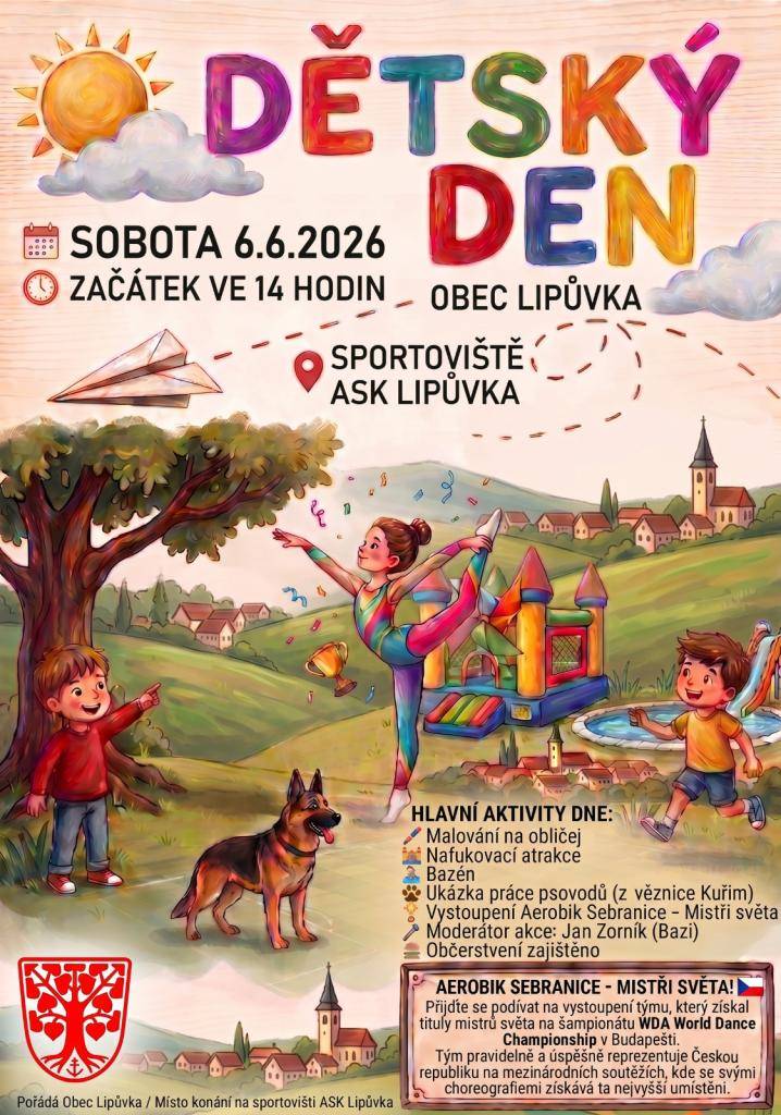 Zveme malé ale i ty větší děti i dospělé na zábavné odpoledne konané na sportovním areálu ASK Lipůvka.