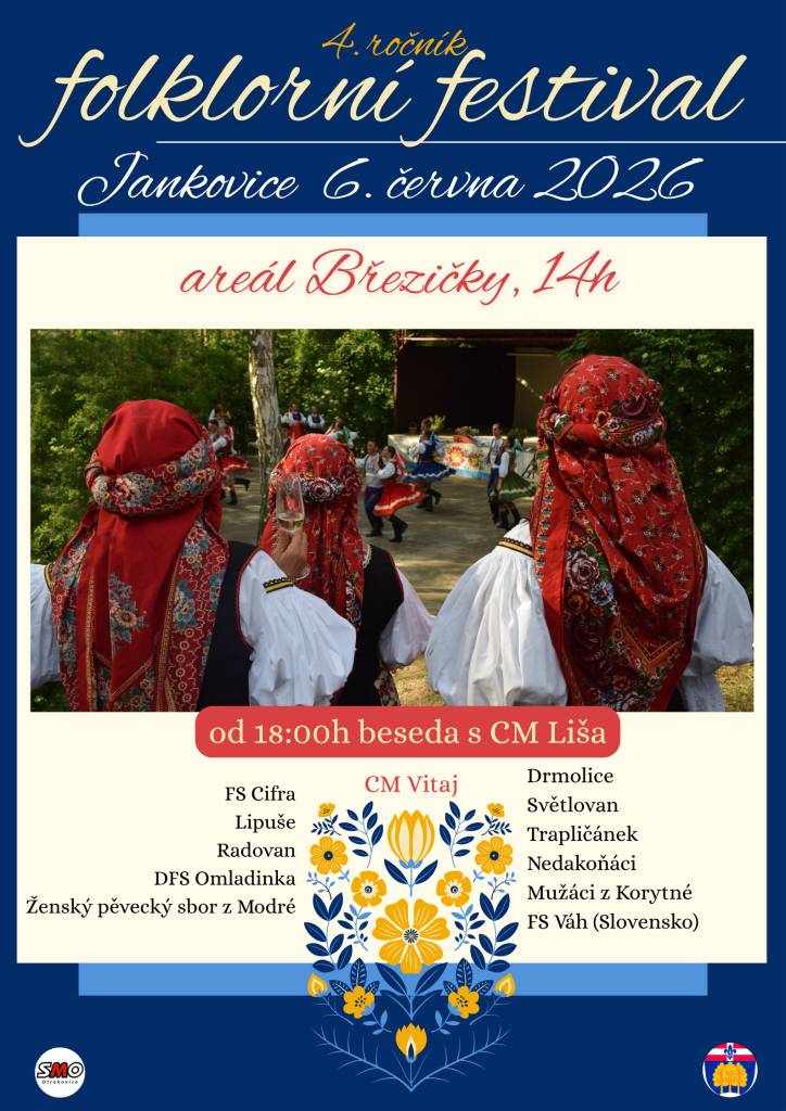 Folklorní spolek Vás zve na Folklorní festival v sobotu 6. června od 14h v Březičkách.