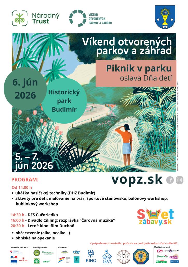 Srdečne Vás pozývame na Piknik v parku spojený s oslavou Dňa detí 6.júna 2026 so začiatkom od 14:00 hod. v parku Budimír.