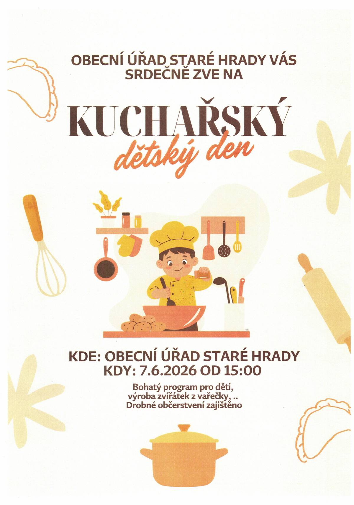 Pozvánka na dětský den, 7.6.2026 od 15.00 hod.