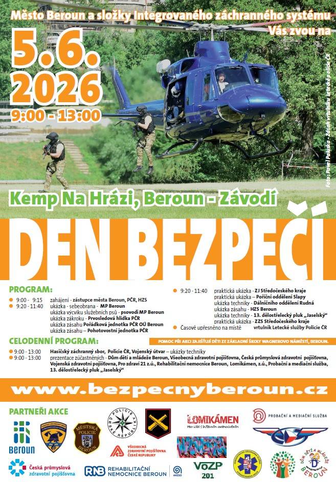 Celodenní program pro celou rodinu s ukázkami výzbroje, výstroje a práce složek IZS.