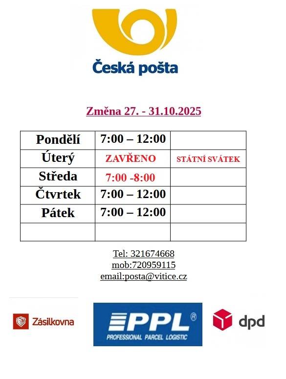 PONDĚLÍ 7-12  ÚTERÝ 7-12  STŘEDA 7-8  ČTVRTEK 7-12  PÁTEK 7-12