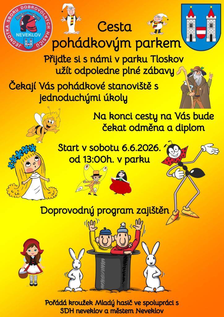 Pohádková stanoviště s úkoly pro děti.