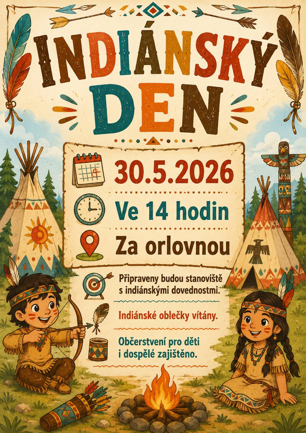 BUDE PĚNA - na dnešním dětském dni za Orlovnou v indiánském duchu bude i na závěr oblíbená pěna - vezmete dětem náhradní oblečení.