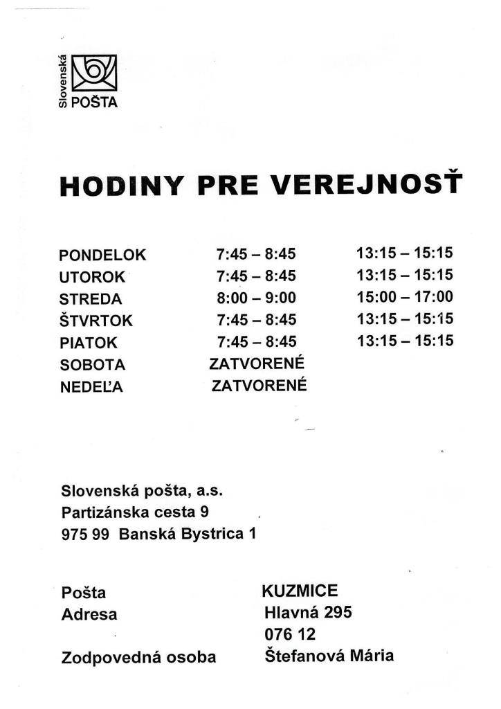 Zmena otváracích hodí