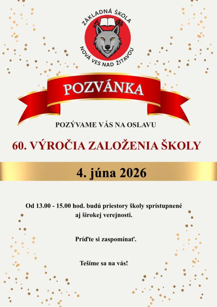 V týchto dňoch oslavuje naša základná škola 60. výročie otvorenia komplexu budov na Partizánskej ulici.  Pri tej príležitosti organizuje po oficiálnych oslavách Deň otvorených dverí pre širokú verejnosť
