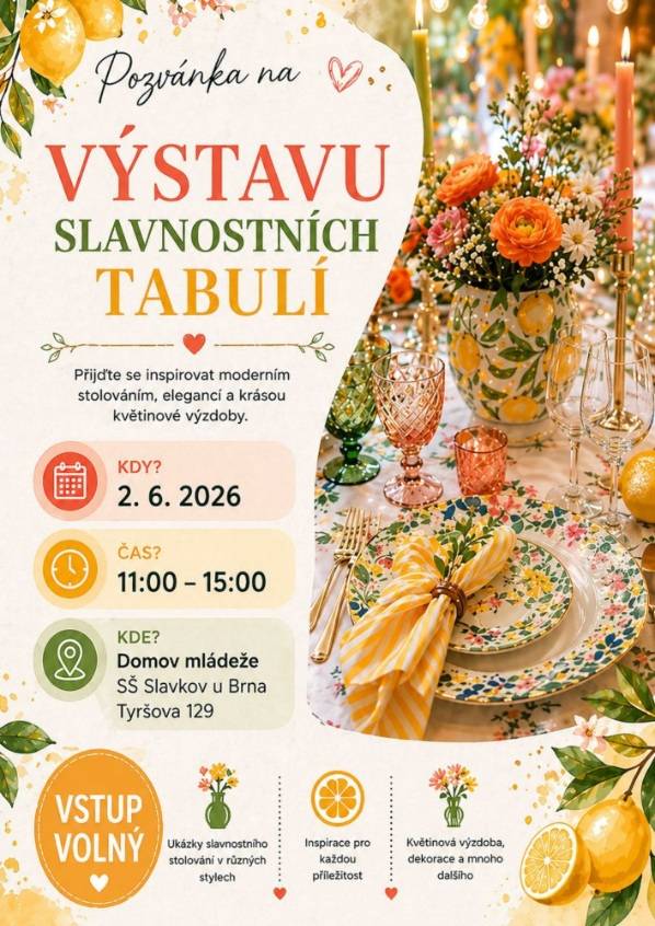 Pozvánka na výstavu slavnostních tabulí - SŠ Slavkov