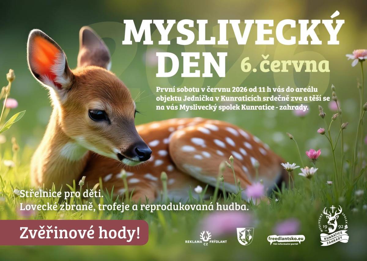 První červnovou sobotu vás do areálu Jedničky srdečně zvou místní myslivci.
