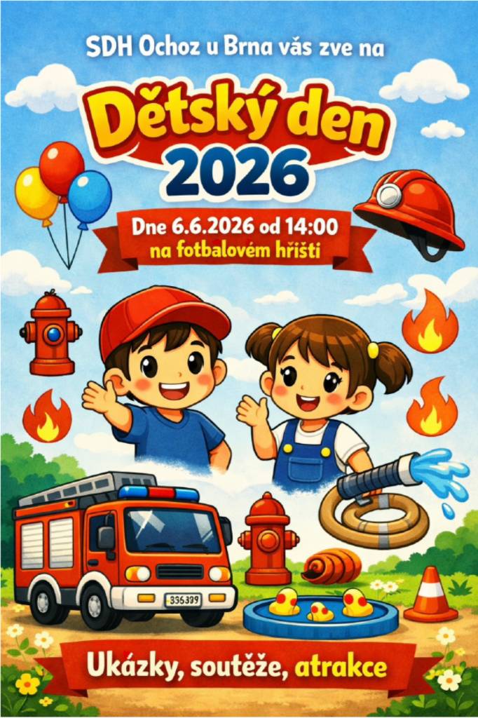 Soutěže, ukázky, atrakce, pohádkový les… to všechno 6. 6.2026 na DĚTSKÉM DNI v Ochozi u Brna od 14:00 na fotbalovém hřišti