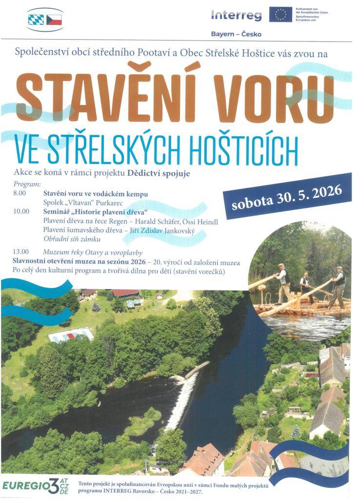 Stavění voru ve Střelských Hošticích