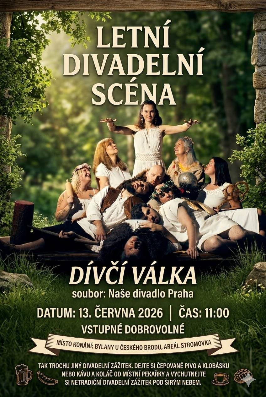 CVIK Český Brod zve na letní divadelní scénu do Bylan a na poslední divadelní představení před prázdninami v KD Svět- komedii Lavička  -   - herecký koncert Miroslava Hanuše a Petra Stacha.