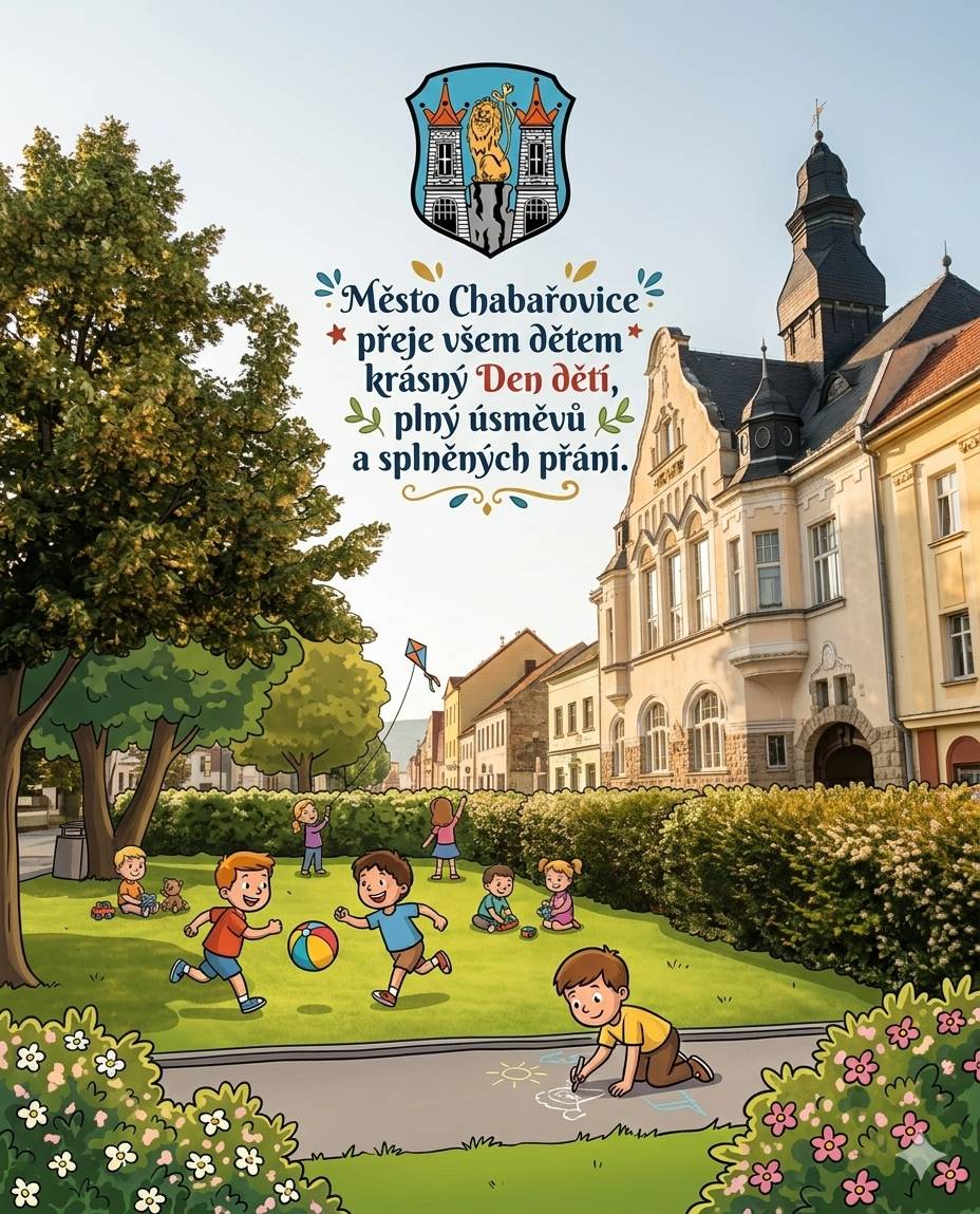 Město Chabařovice přeje všem dětem krásný Den dětí, plný úsměvů a splněných přání.