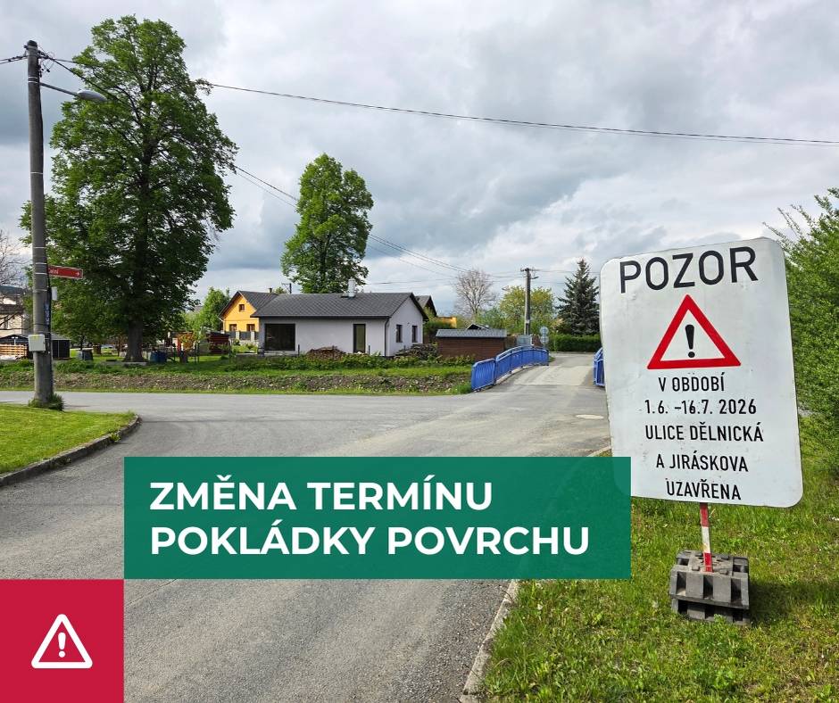 Finální pokládka povrchu na ulicích Dělnická a Jiráskova nově proběhne v termínu 10. až 12. června.