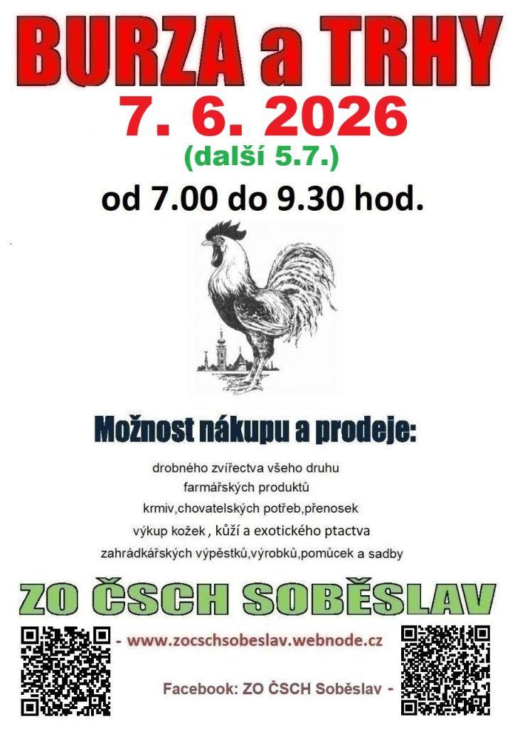 Chovatelé Soběslav zvou na tradiční burzu a trhy.