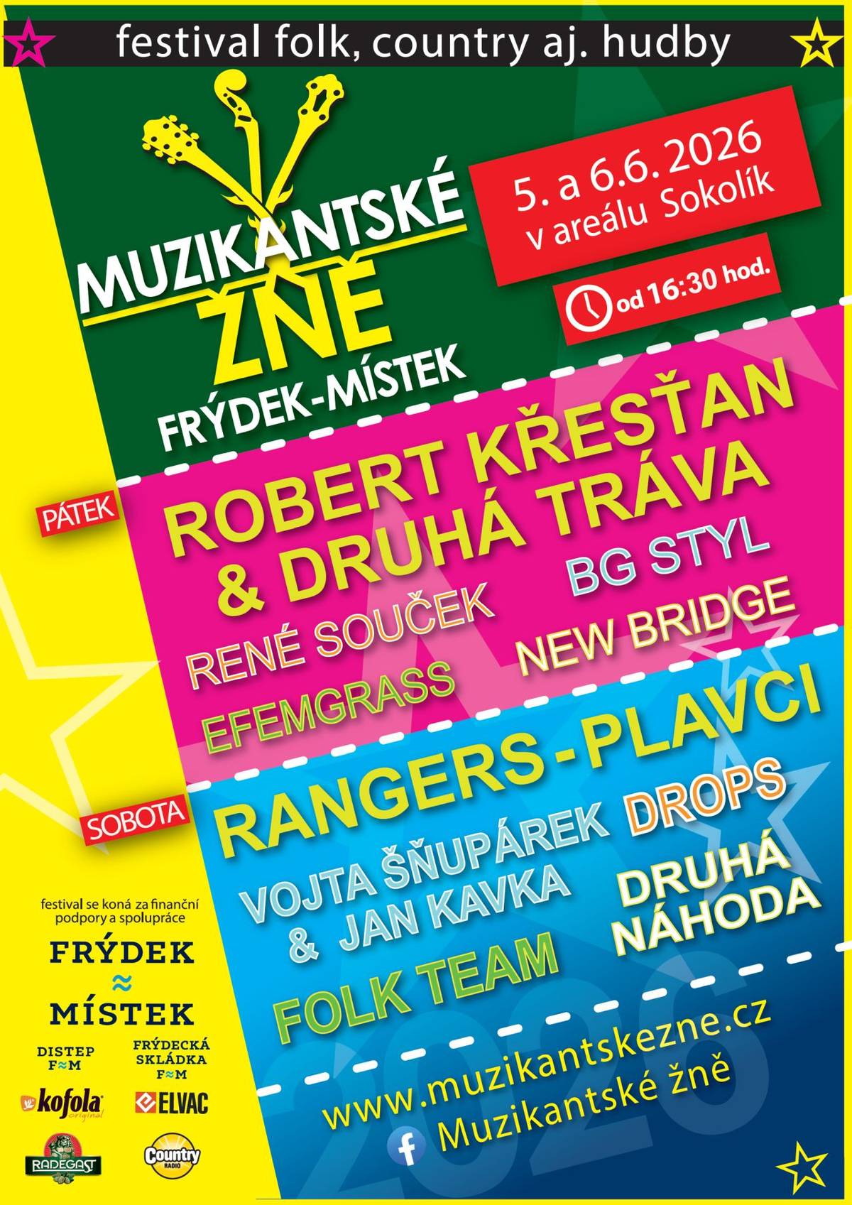 Festival Muzikantské žně se koná ve dnech 5. a 6. června v areálu Sokolík ve Frýdku-Místku.