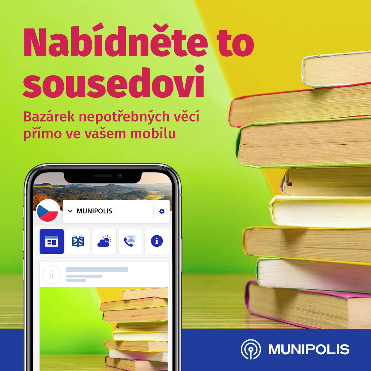 Zde můžete nabídnout k prodeji nebo výměně věci, které již sami nepotřebujete, ale mohou být užitečné ještě pro někoho jiného bez nutnosti chodit na poštu. Může se jednat o oblečení, nábytek, knihy, hračky nebo jiný domácí majetek ...    Stačí být přihlášený k odběru informací z Nového Jičína a kliknout na Přidat příspěvek (vlevo pod nadpisem Bazárek)  Dále si hlídat, zda na váš příspěvek nebyla přidána reakce