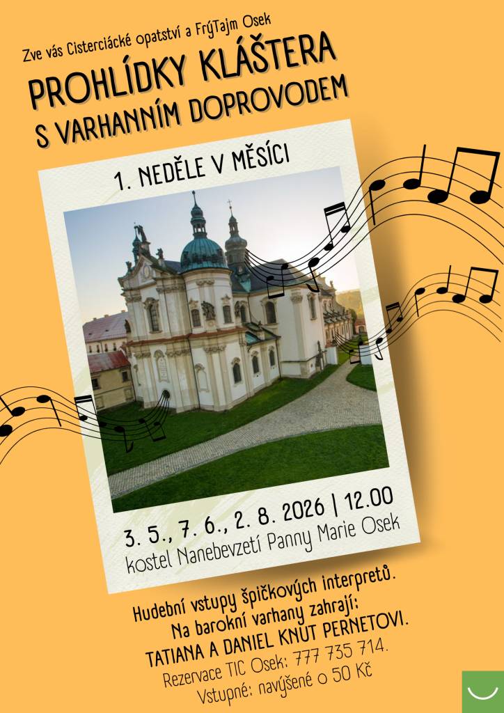 Každou 1. neděli v měsíci varhanní doprovod Tatiany a Daniela Knuta Pernetových.  Vstupné navýšené o 50 Kč