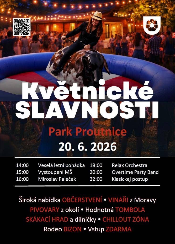v sobotu 20. června 2026 od 14:00 hodin v parku Proutnice (Květnice). Pro návštěvníky je připraven pestrý program pro všechny věkové skupiny – hudební vystoupení, doprovodný program pro děti, gastronomická zóna s vinaři a regionálními pivovary a další aktivity včetně novinek letošního ročníku.
