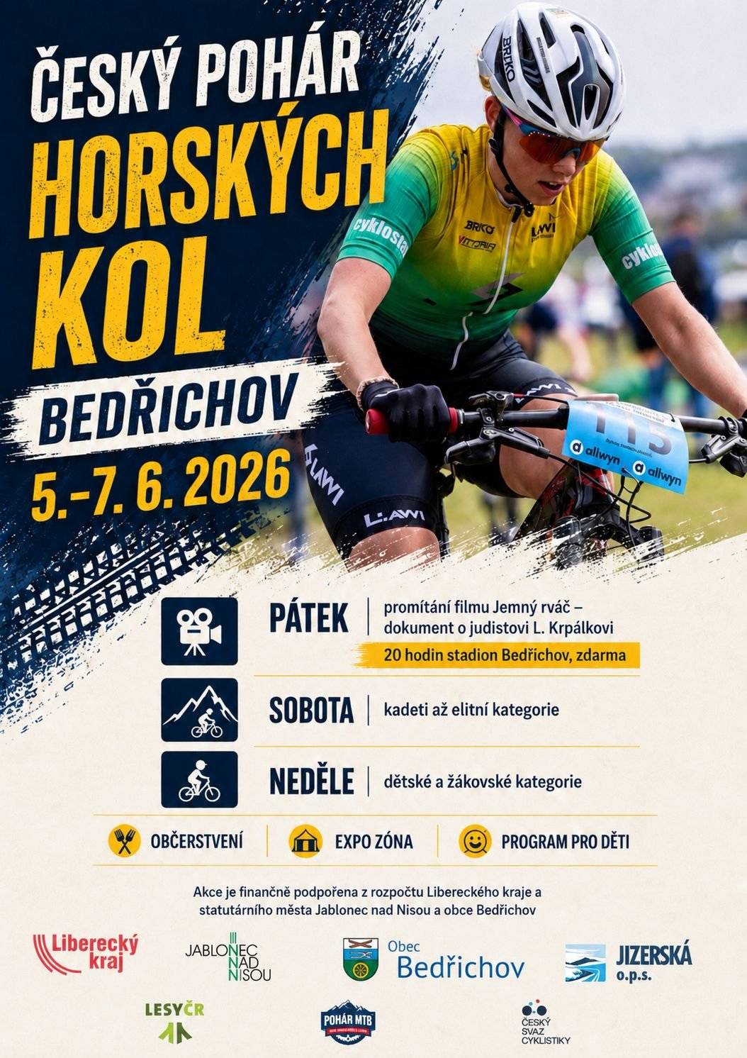 Program pátek – promítání filmu Jemný rváč – dokument o judistovi Lukáši Krpálkovi ve 20.00 h na stadionu v Bedřichově, zdarma sobota – kadeti a elitní kategorie neděle – dětské a žákovské kategorie Platná omezení se týkají Centrálního parkoviště P1 – to bude od 5. 6. do 7. 6. 2026 mimo provoz! Návštěvníci Bedřichova mohou využít parkování na P2 a P3. Děkujeme za pochopení.